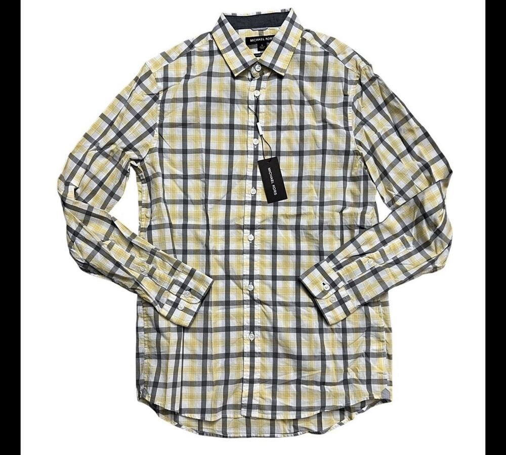 Michael Kors Men’s Long Sleeve Plaid Button Up Size Small New
